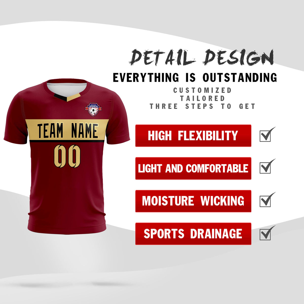 Custom Crimson Classic Sports kit Football Shirt Jersey