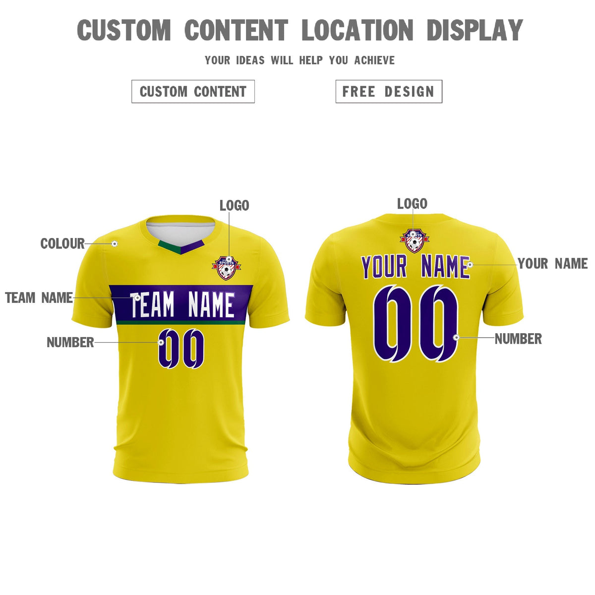 Custom Gold Classic Sports kit Football Shirt Jersey