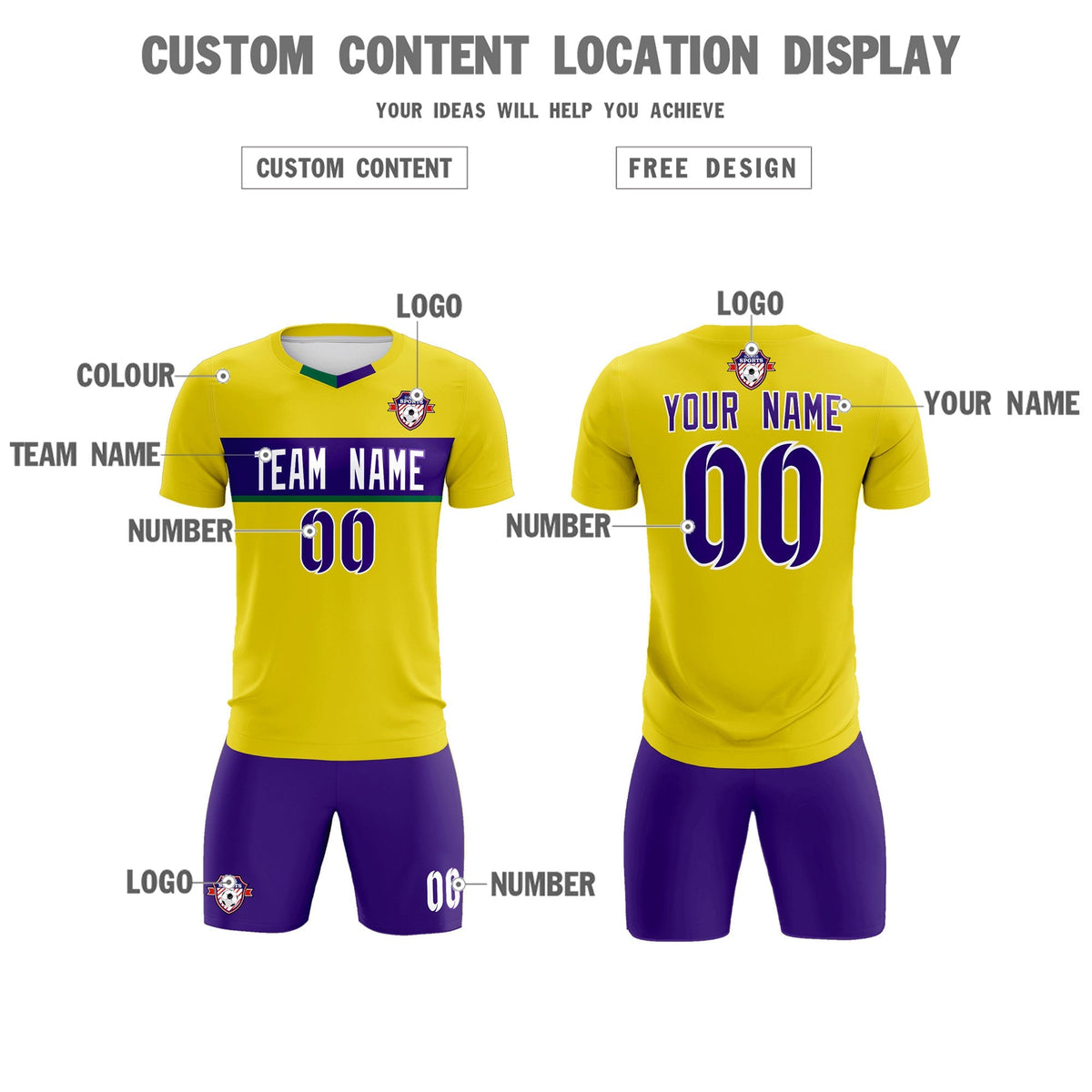 Custom Gold Classic Sports kit Football Shirt Jersey