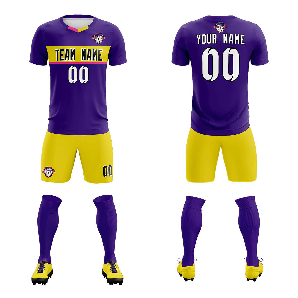 Custom Purple Classic Sports kit Football Shirt Jersey