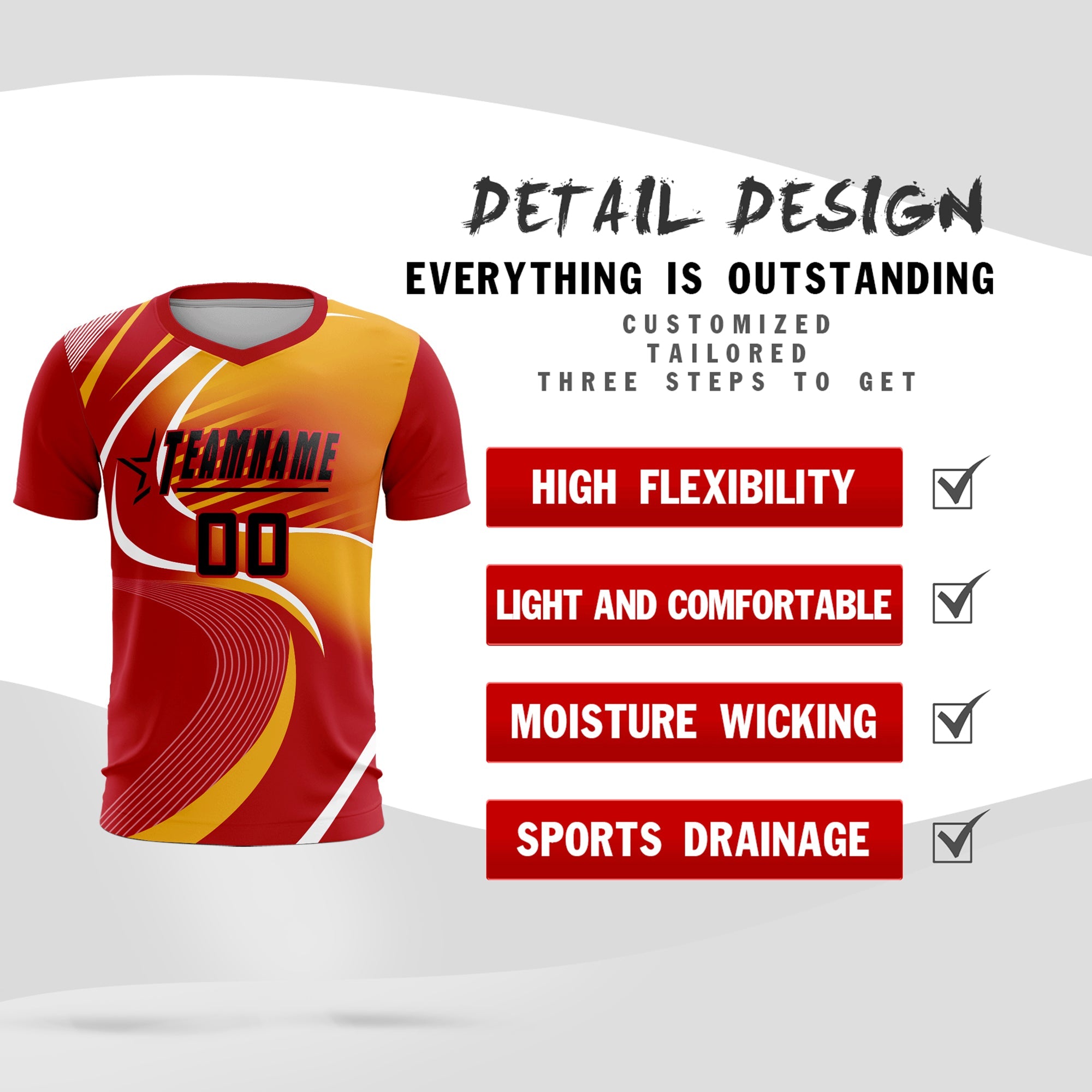 Maillot de football personnalisé avec impression rouge