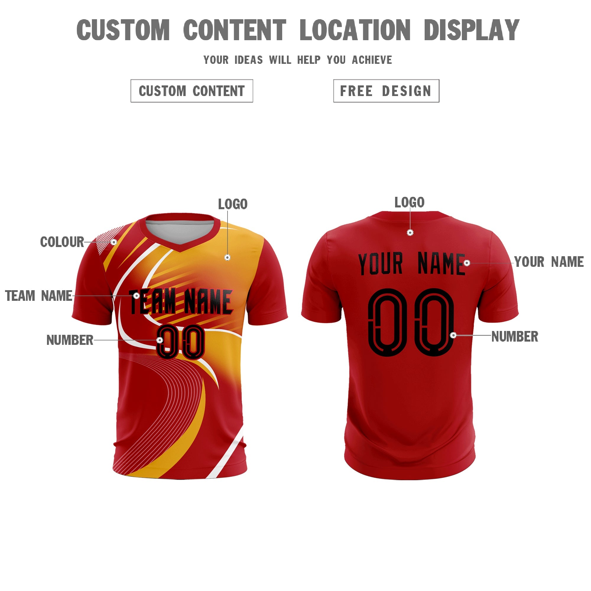 Maillot de football personnalisé avec impression rouge