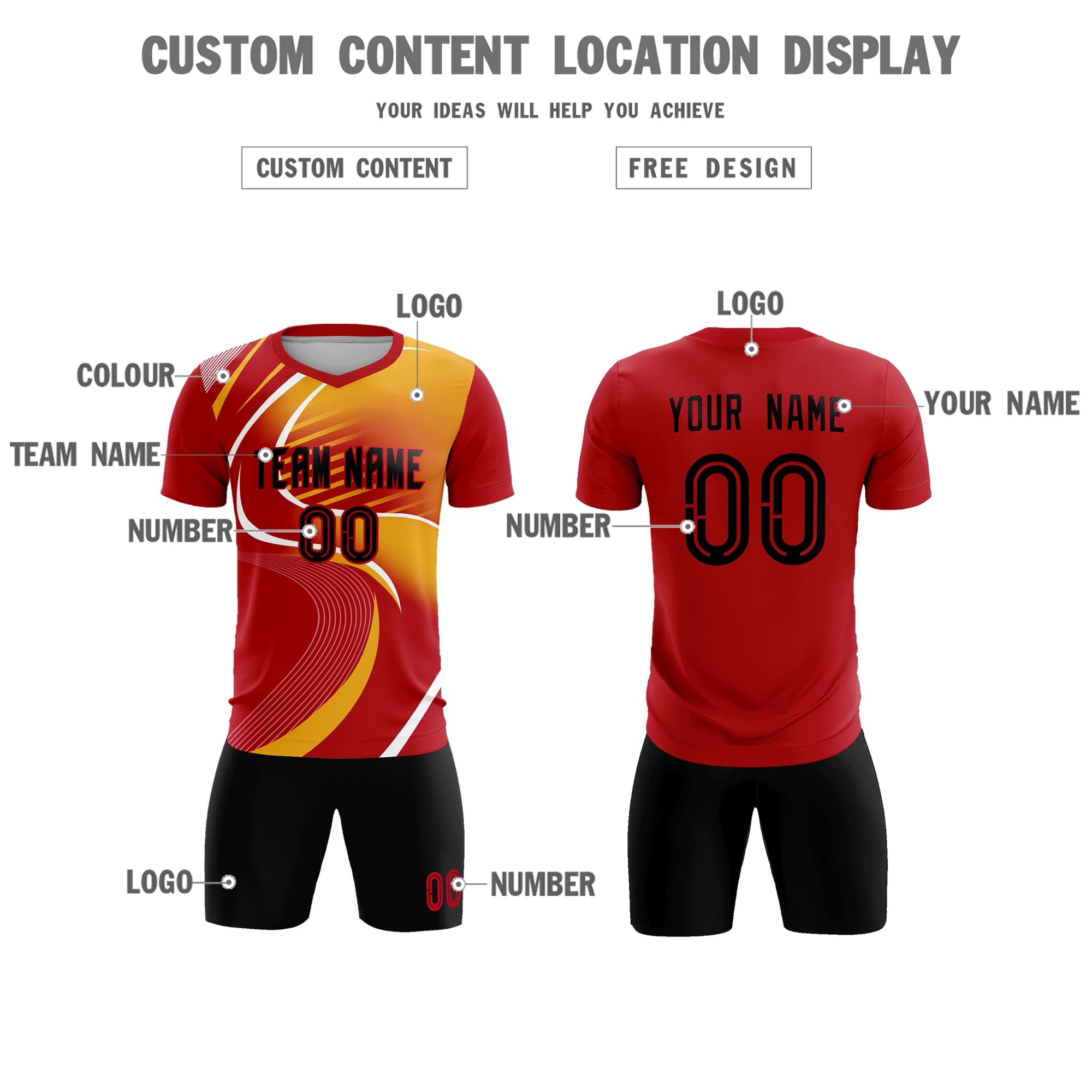 Maillot de football personnalisé avec impression rouge