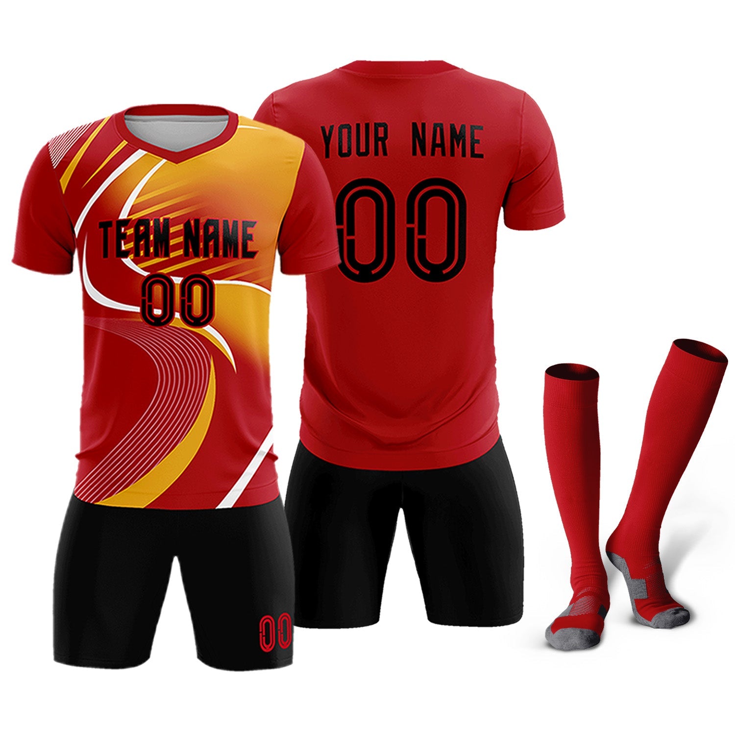 Maillot de football personnalisé avec impression rouge
