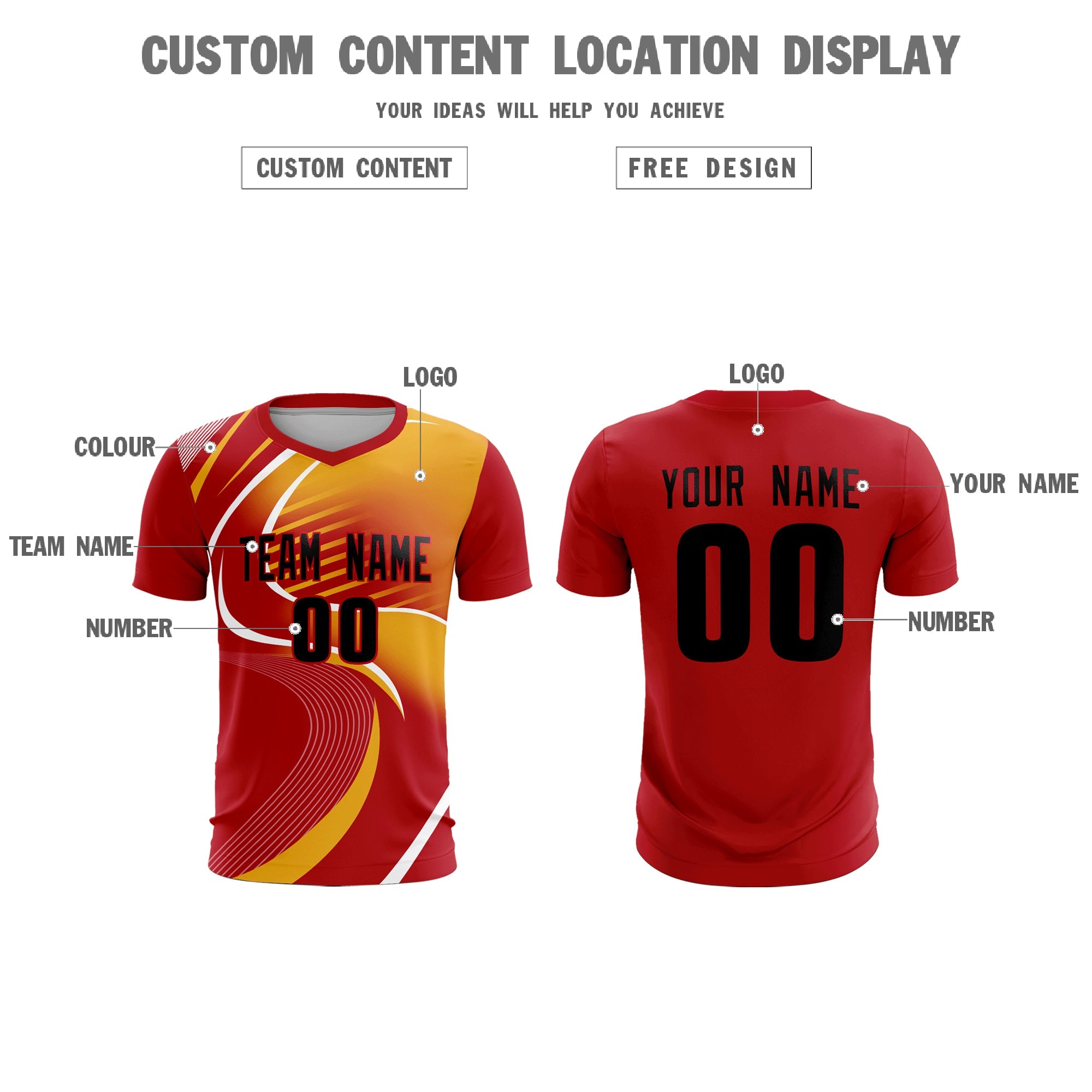 Maillot de football personnalisé avec impression rouge