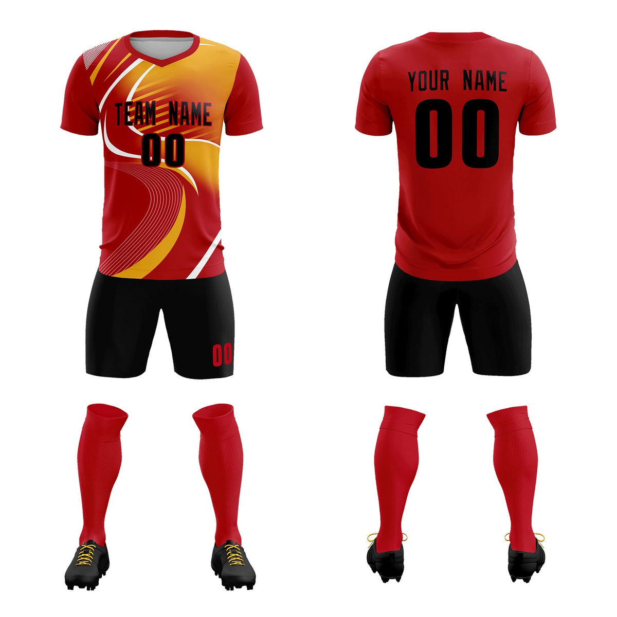 Benutzerdefiniertes rotes Druck-Sportbekleidungs-Fußballtrikot