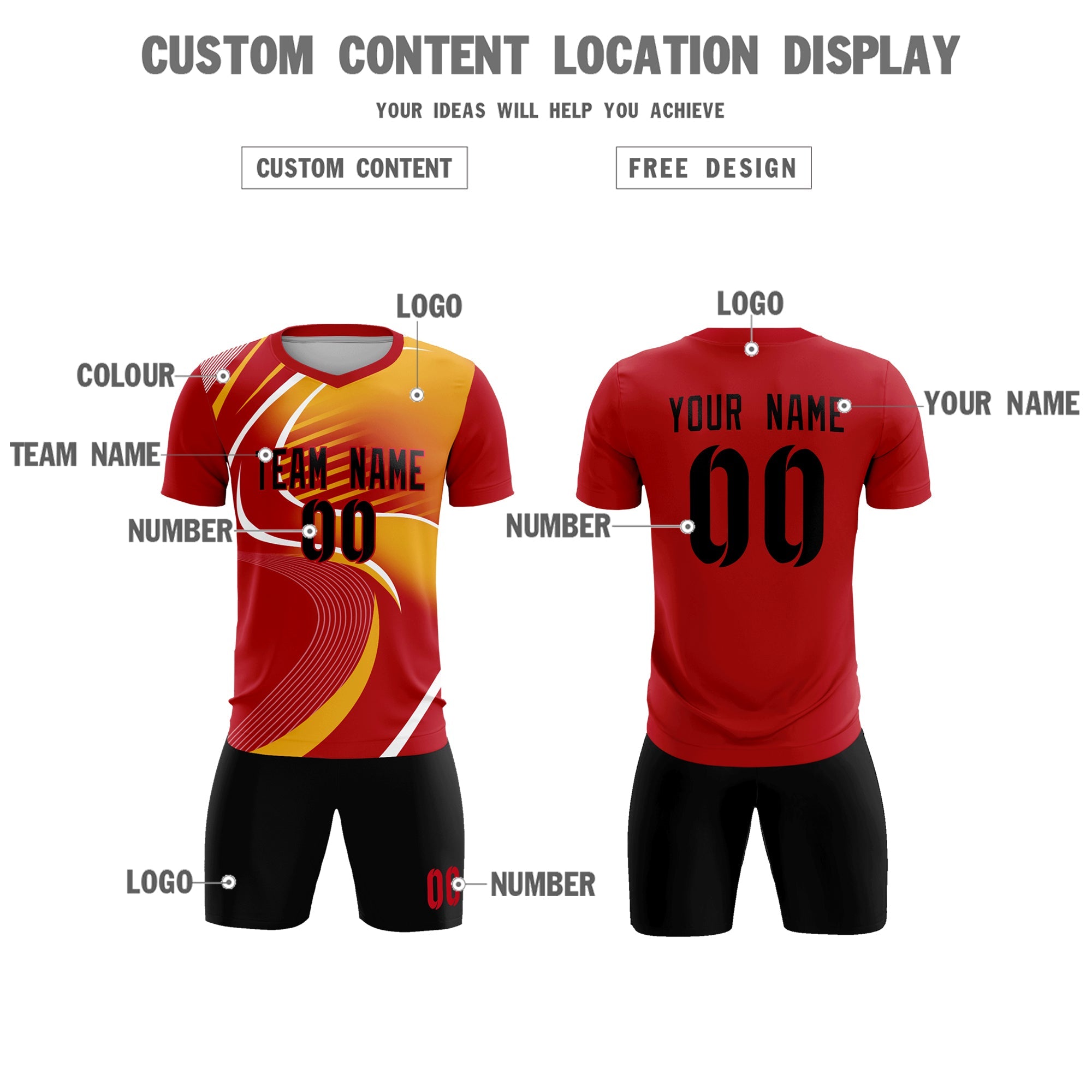 Maillot de football personnalisé avec impression rouge