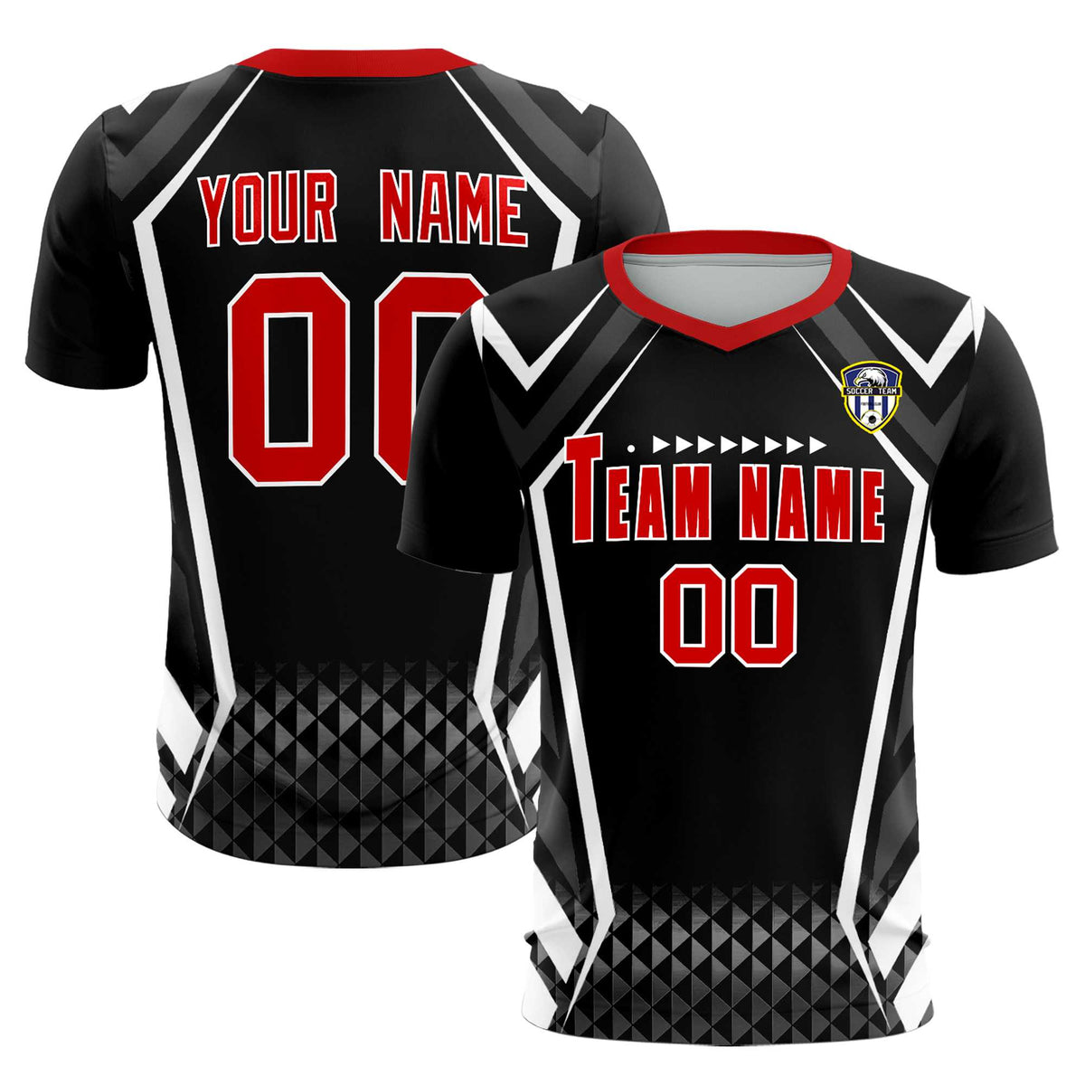 Custom Black Abstract Breathable Football Kit Jersey