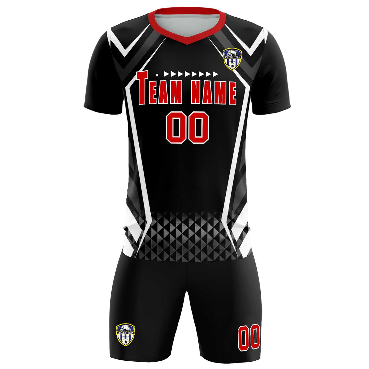 Custom Black Abstract Breathable Football Kit Jersey