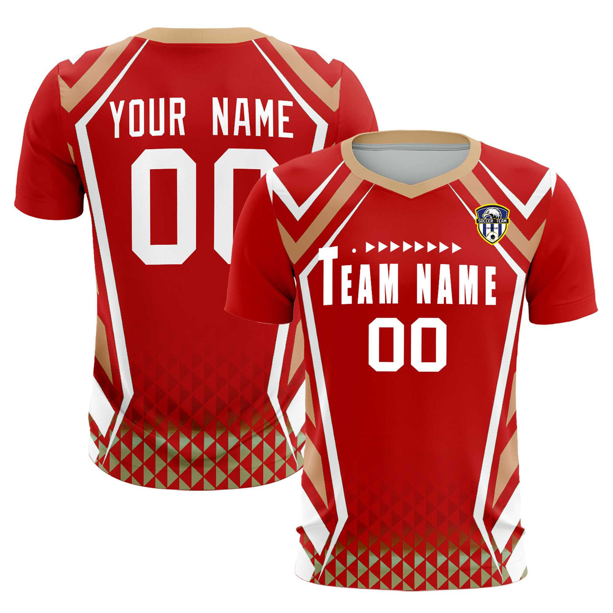Custom Red Abstract Breathable Football Kit Jersey