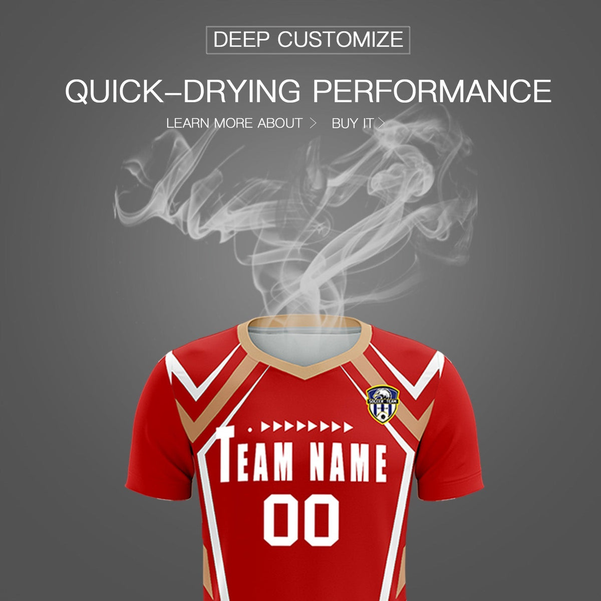 Custom Red Abstract Breathable Football Kit Jersey