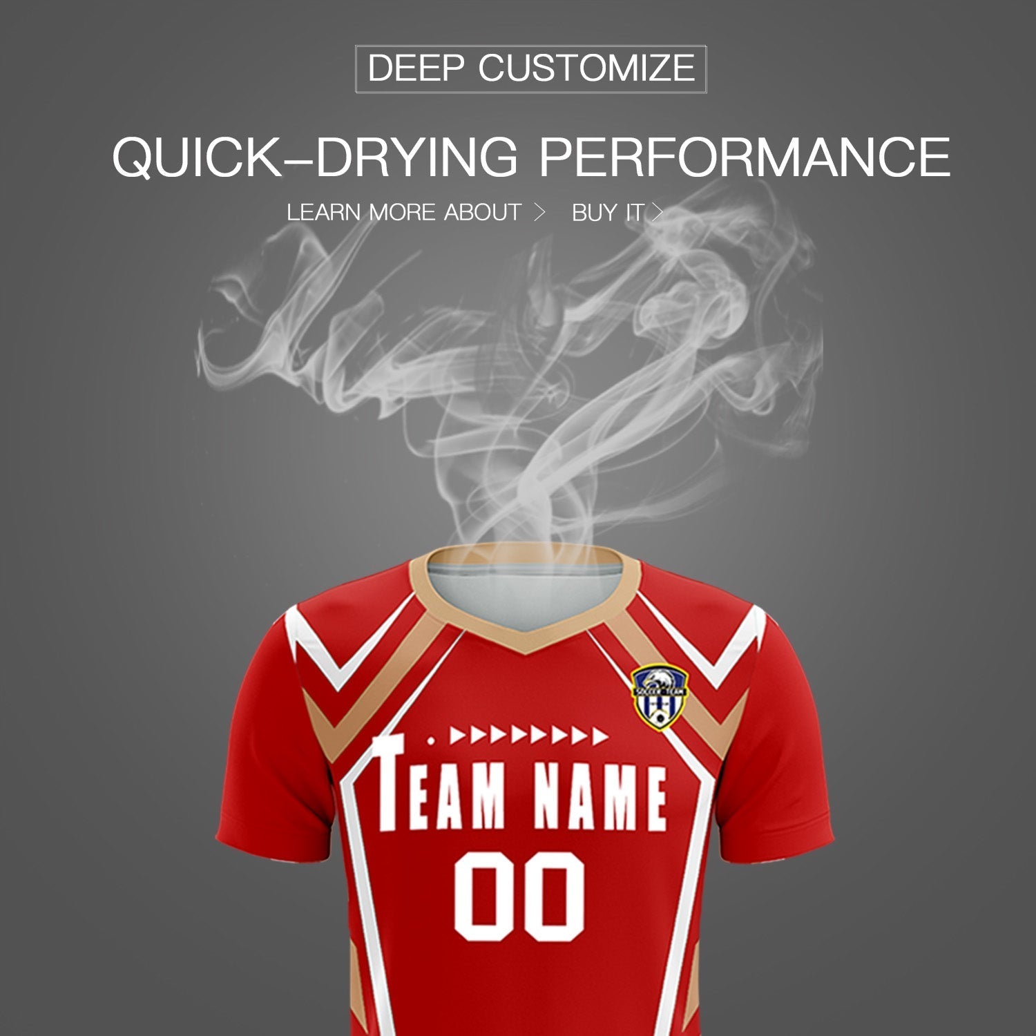Custom Red Abstract Breathable Football Kit Jersey