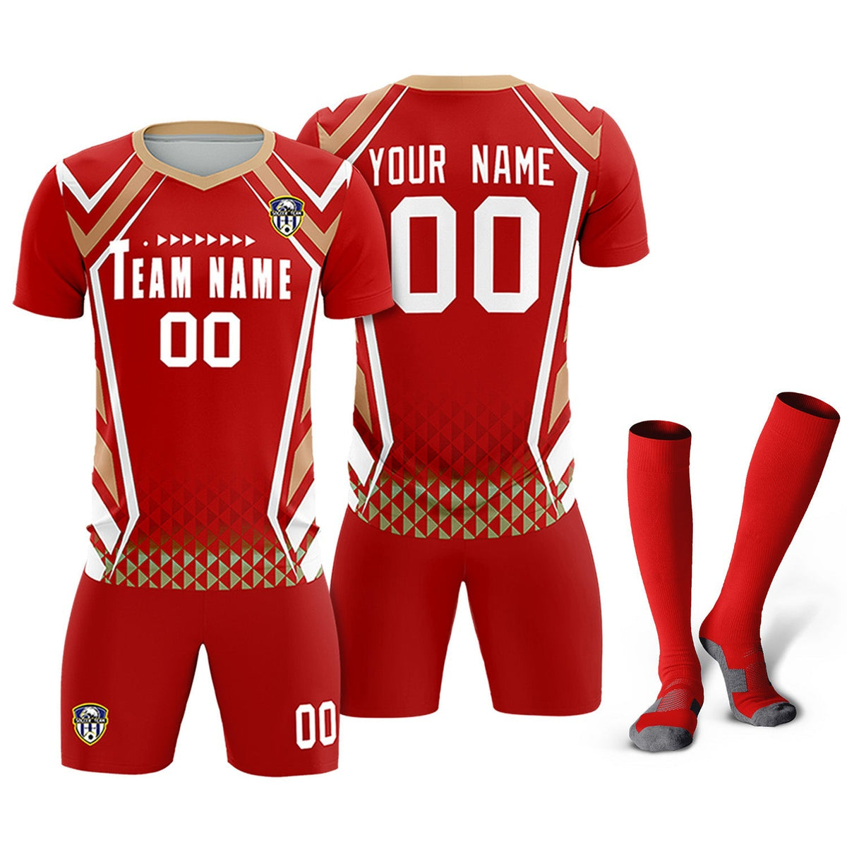 Custom Red Abstract Breathable Football Kit Jersey