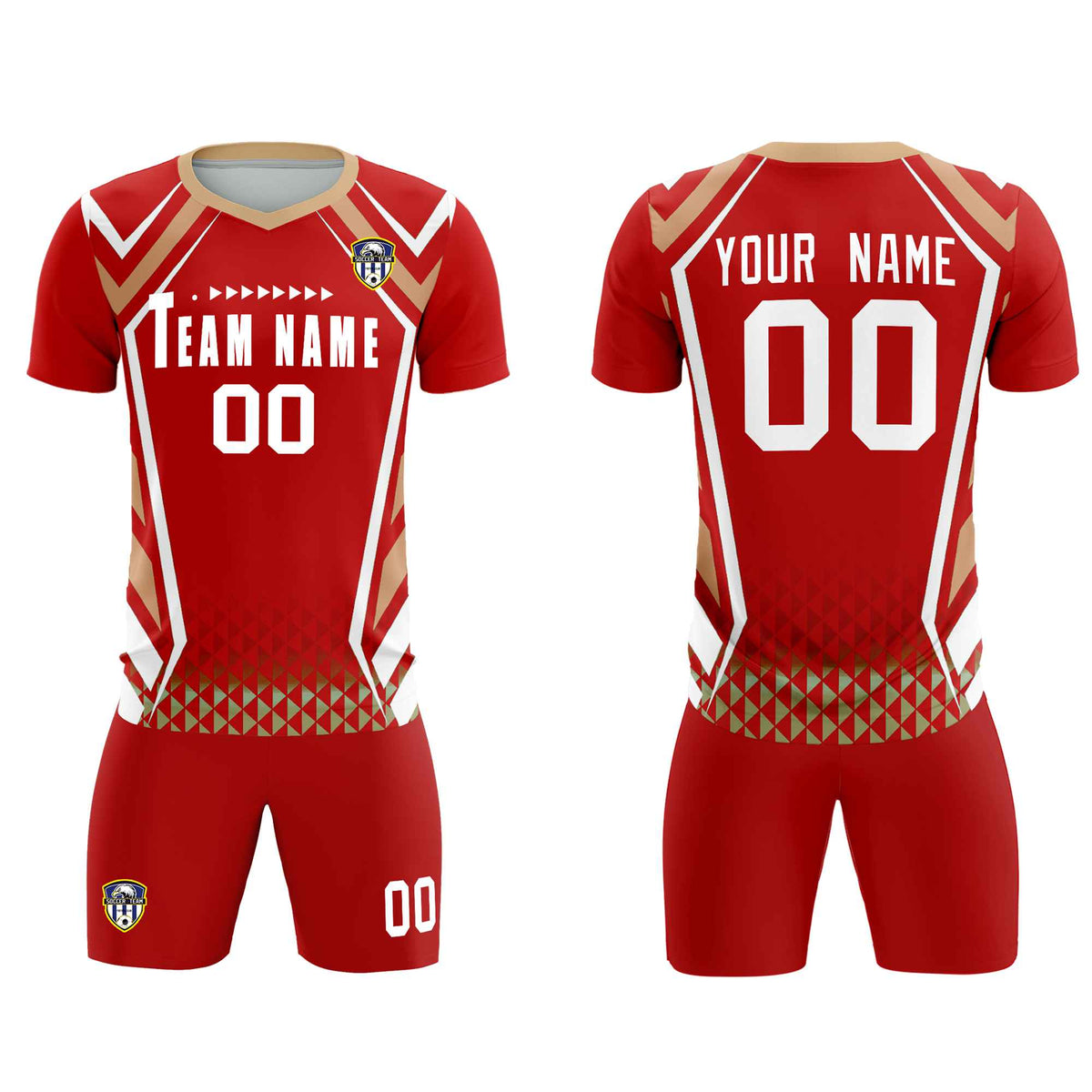 Custom Red Abstract Breathable Football Kit Jersey