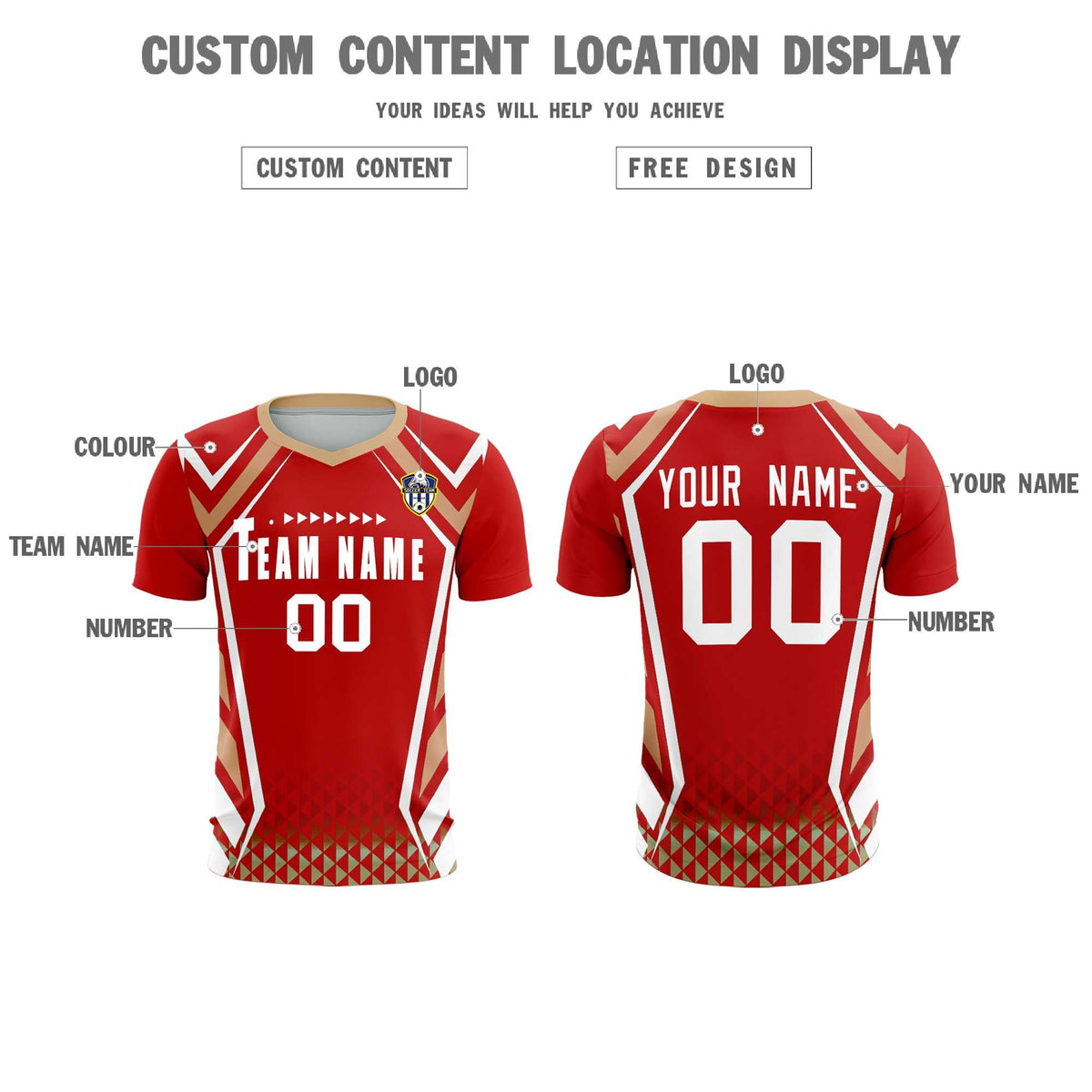 Custom Red Abstract Breathable Football Kit Jersey
