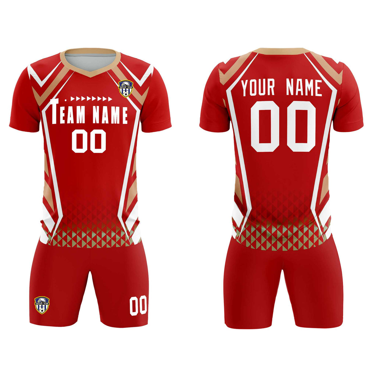 Custom Red Abstract Breathable Football Kit Jersey