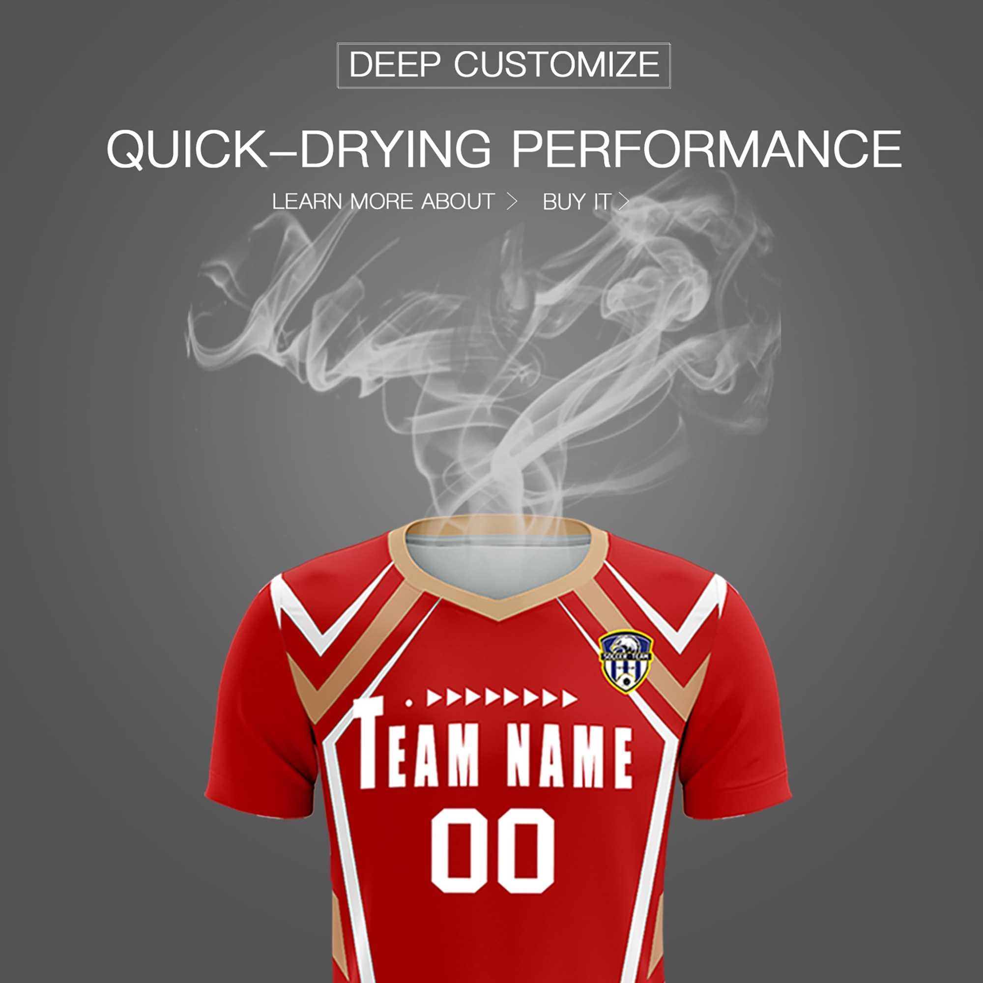 Custom Red Abstract Breathable Football Kit Jersey
