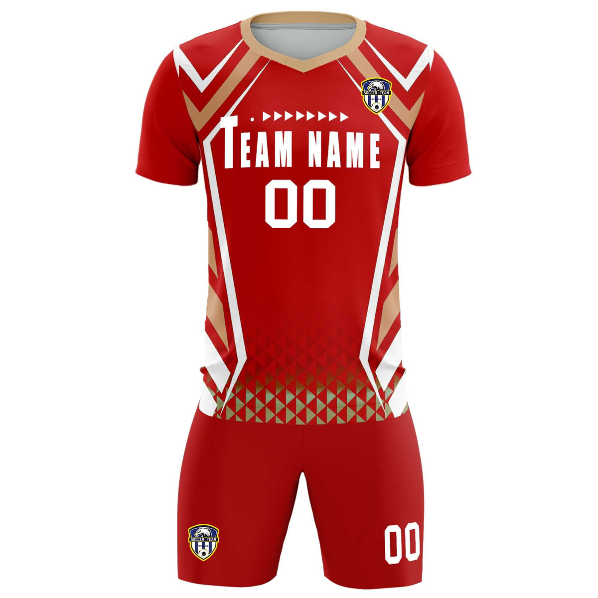Custom Red Abstract Breathable Football Kit Jersey