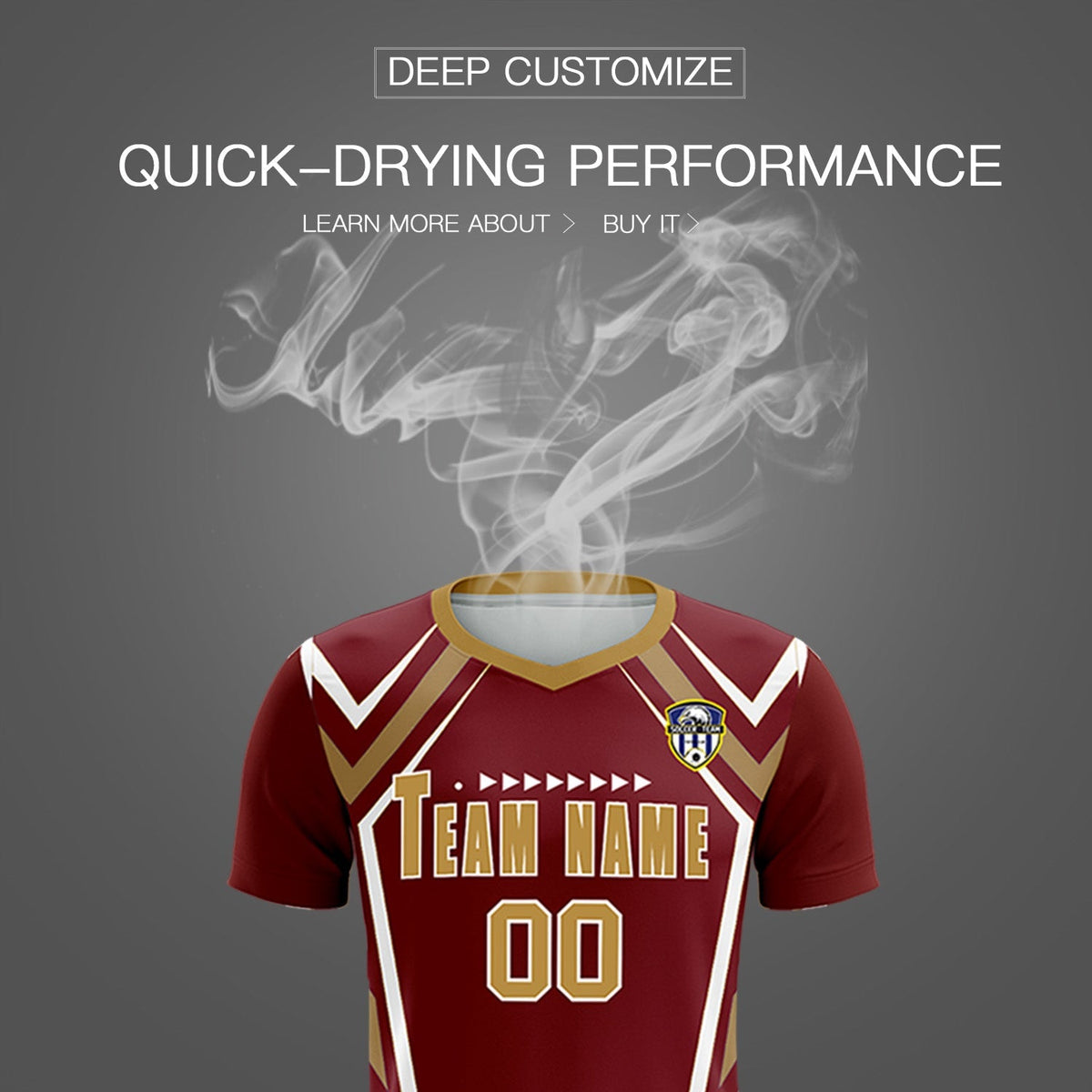 Custom Crimson Abstract Breathable Football Kit Jersey