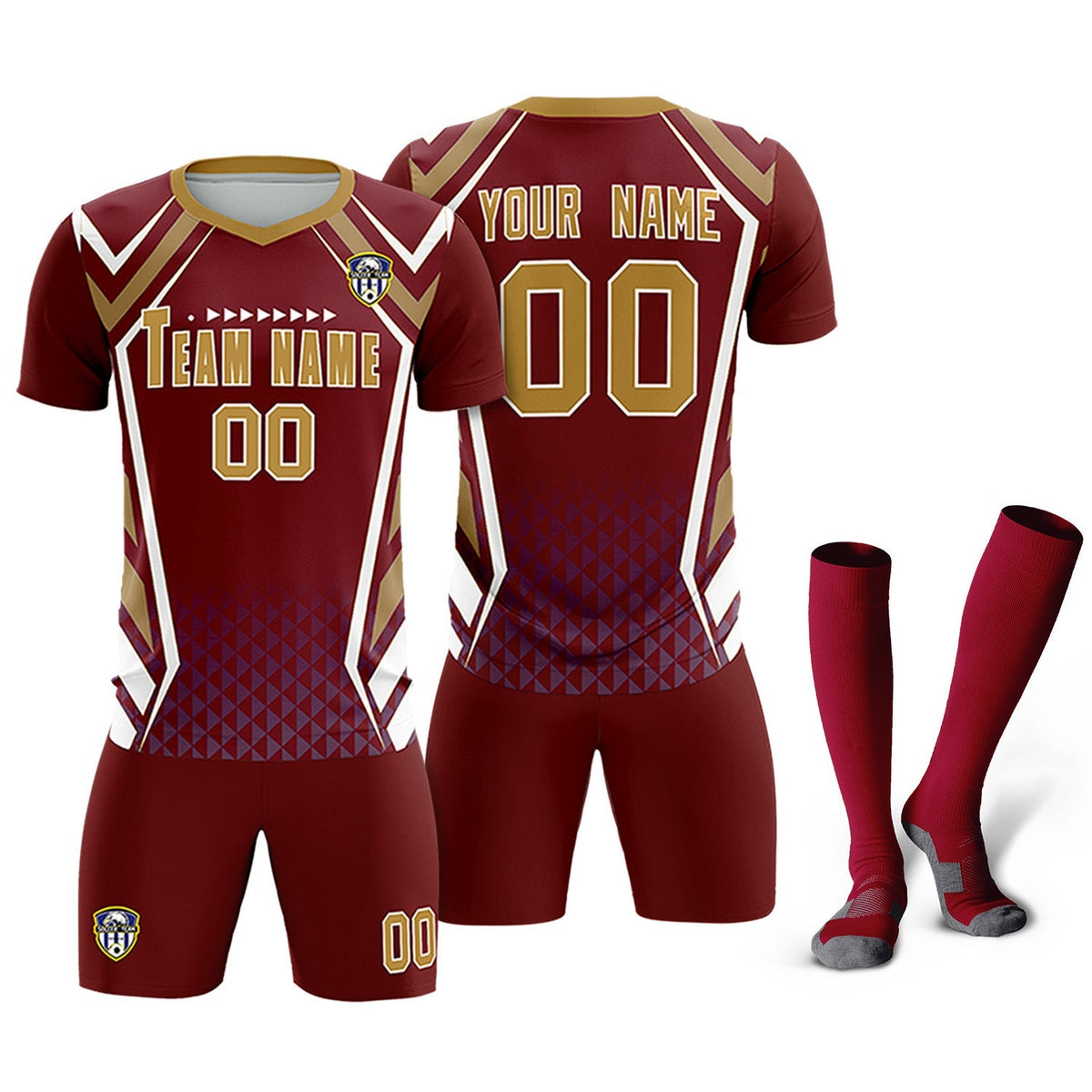 Custom Crimson Abstract Breathable Football Kit Jersey