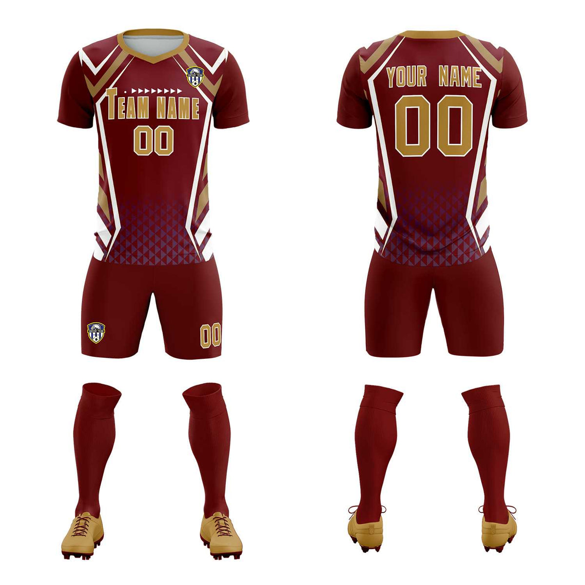 Custom Crimson Abstract Breathable Football Kit Jersey