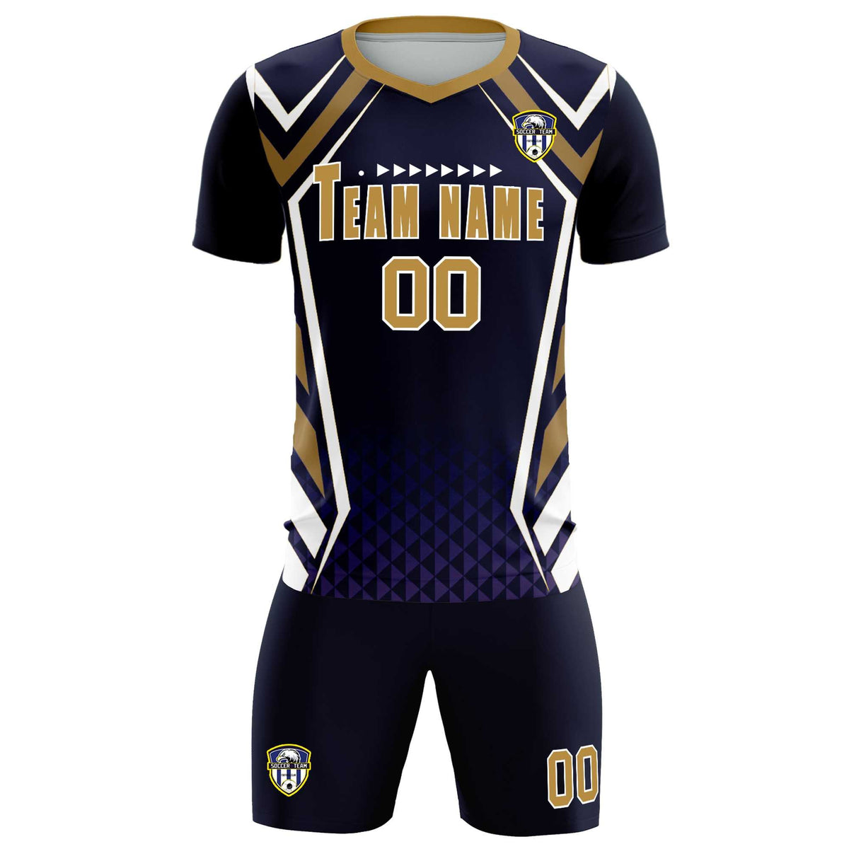 Custom Navy Abstract Breathable Football Kit Jersey