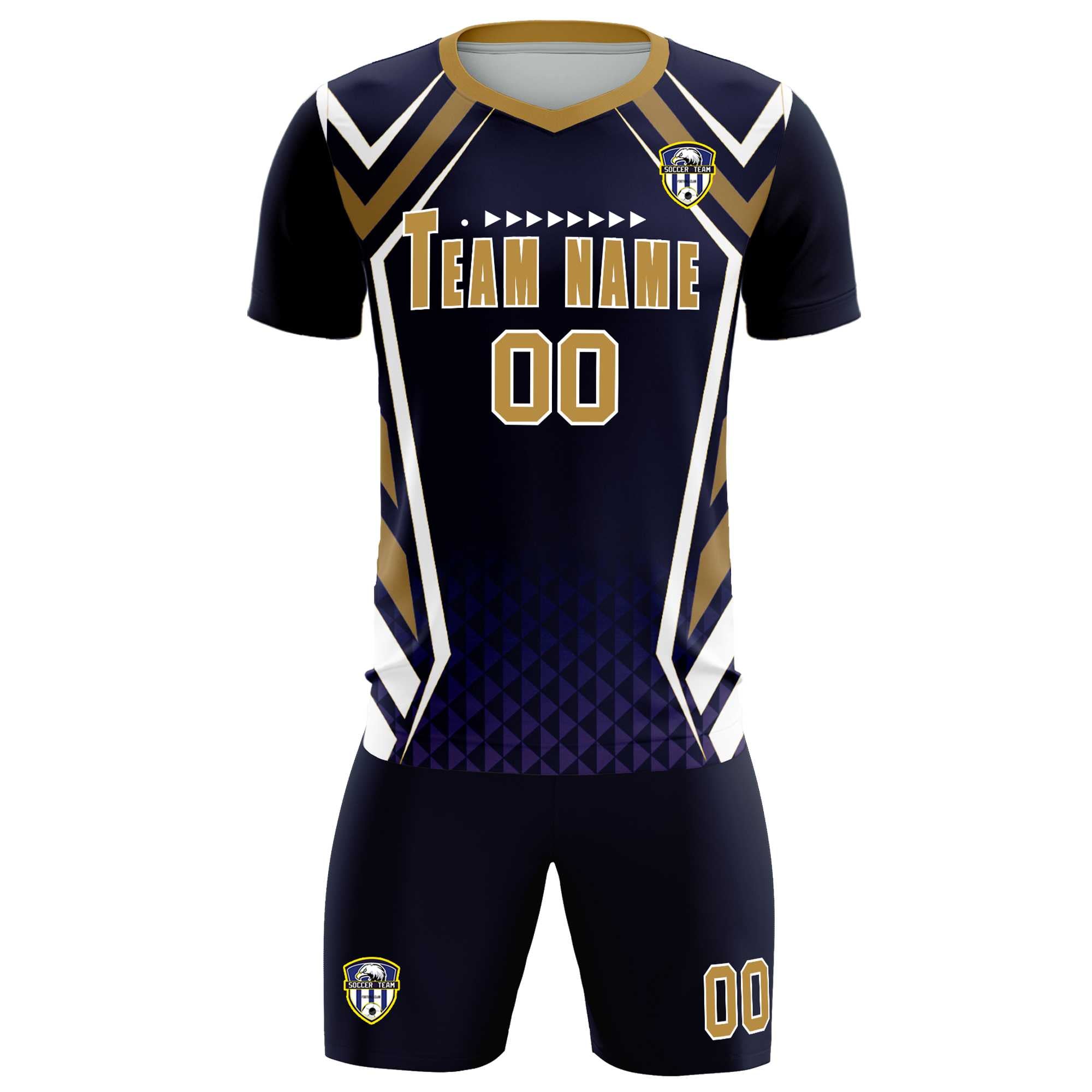Custom Navy Abstract Breathable Football Kit Jersey