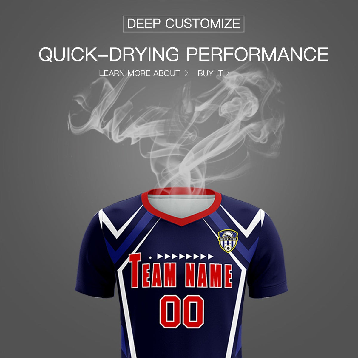 Custom Navy Abstract Breathable Football Kit Jersey