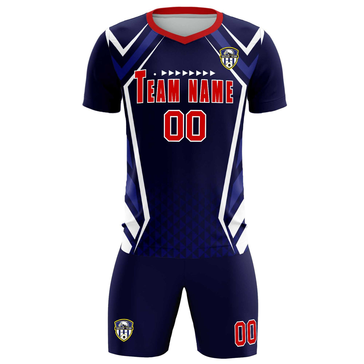 Custom Navy Abstract Breathable Football Kit Jersey