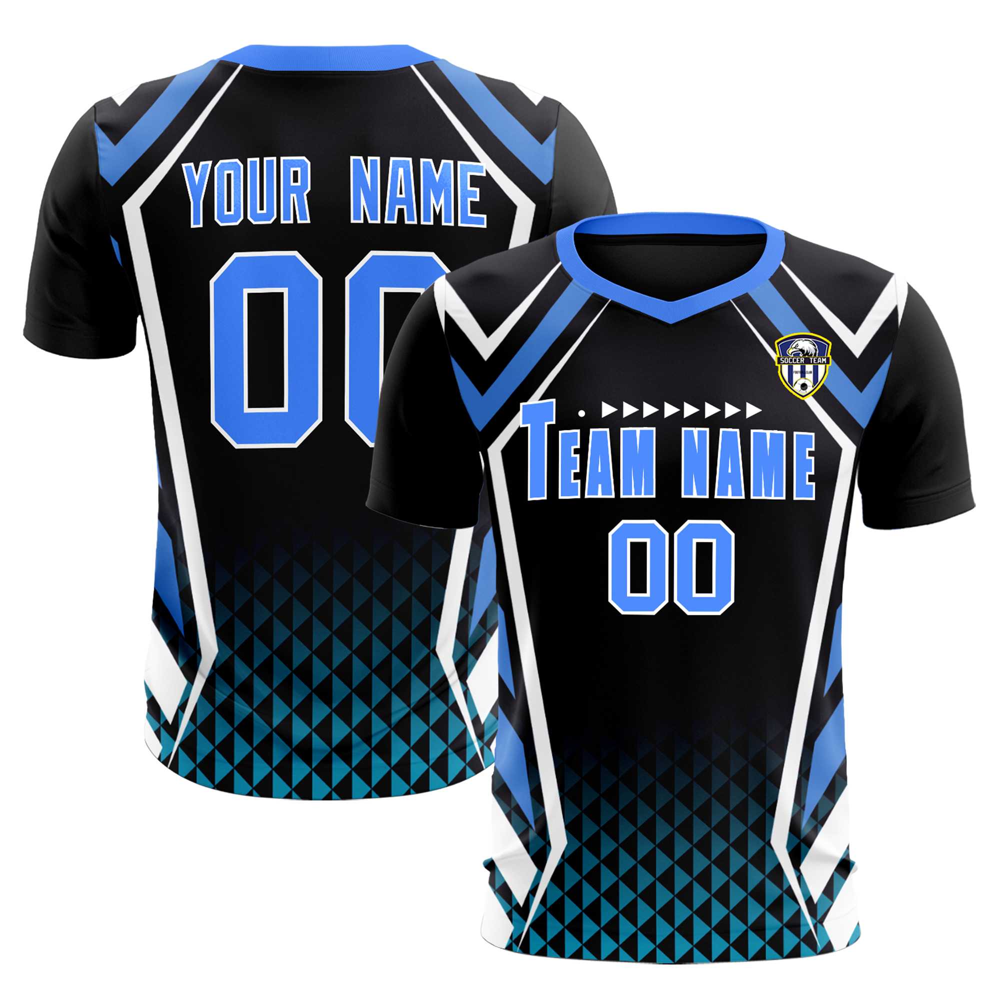 Custom Black Abstract Breathable Football Kit Jersey