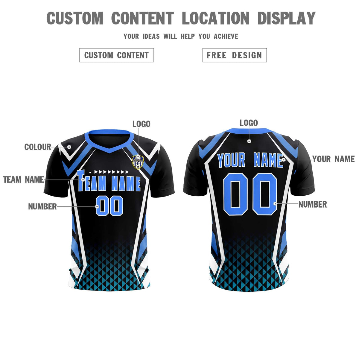 Custom Black Abstract Breathable Football Kit Jersey
