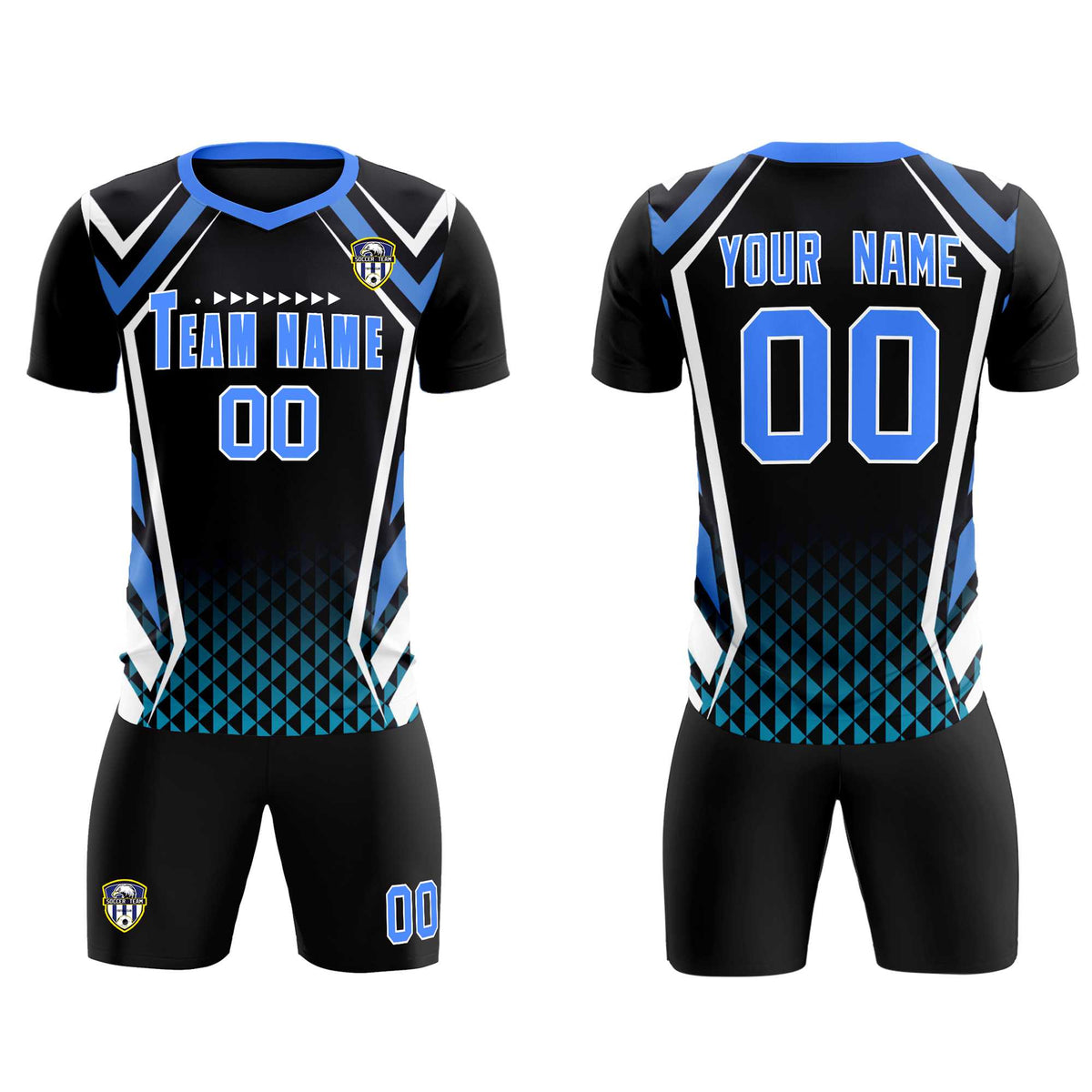Custom Black Abstract Breathable Football Kit Jersey