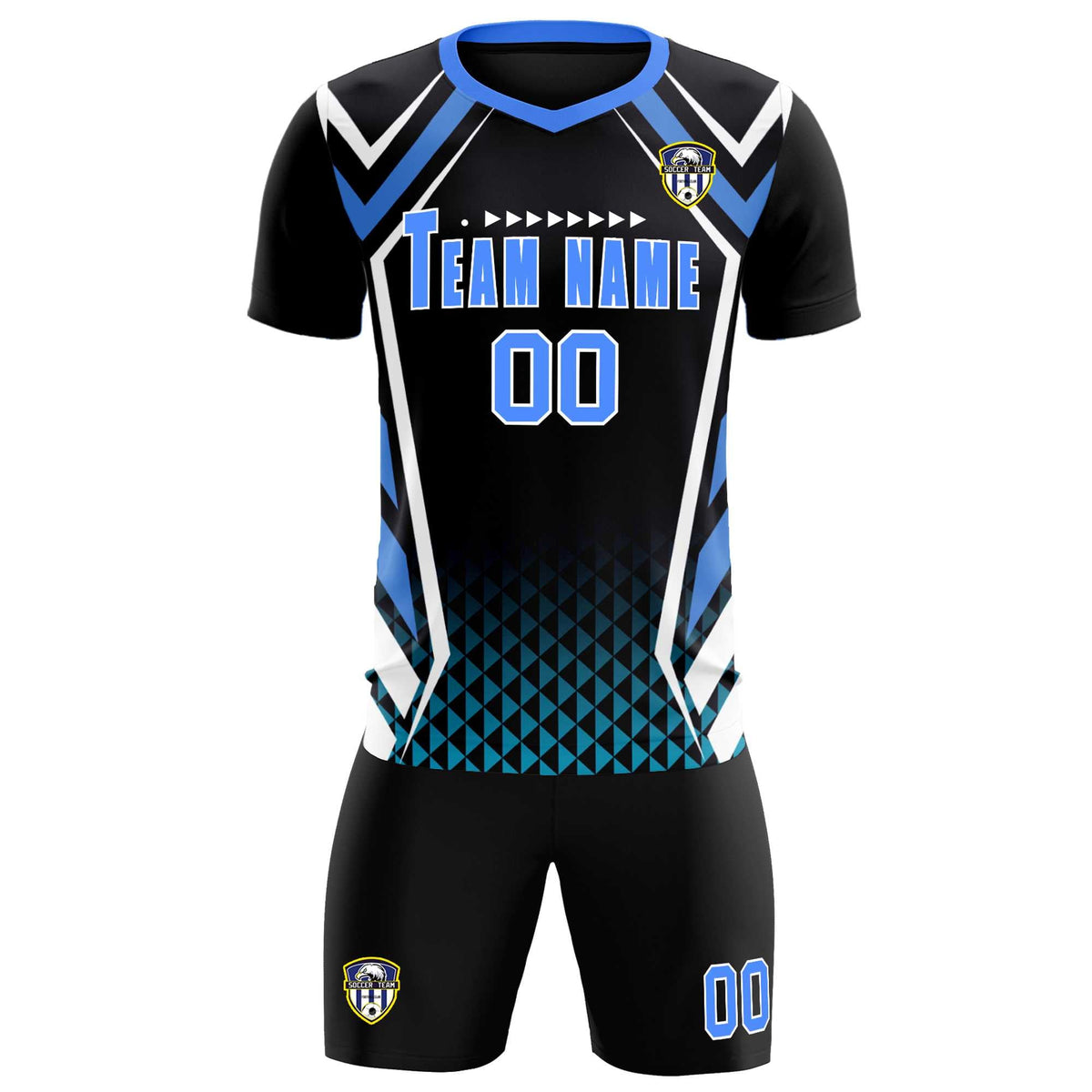 Custom Black Abstract Breathable Football Kit Jersey