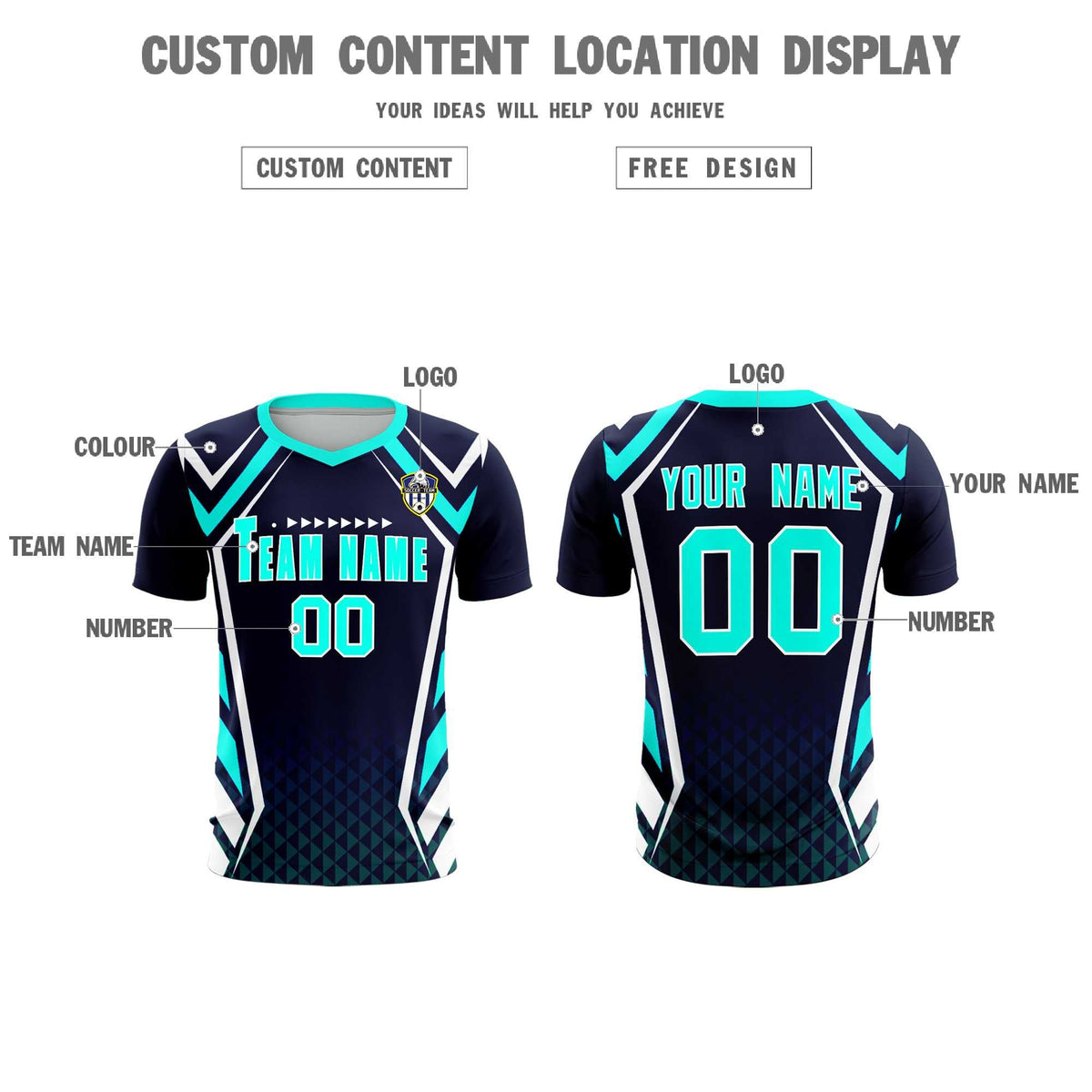 Custom Navy Abstract Breathable Football Kit Jersey