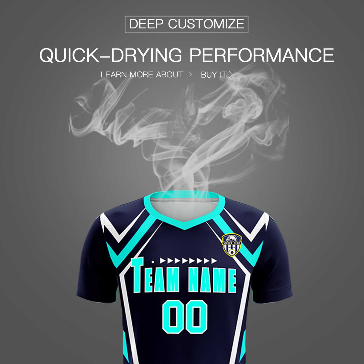 Custom Navy Abstract Breathable Football Kit Jersey