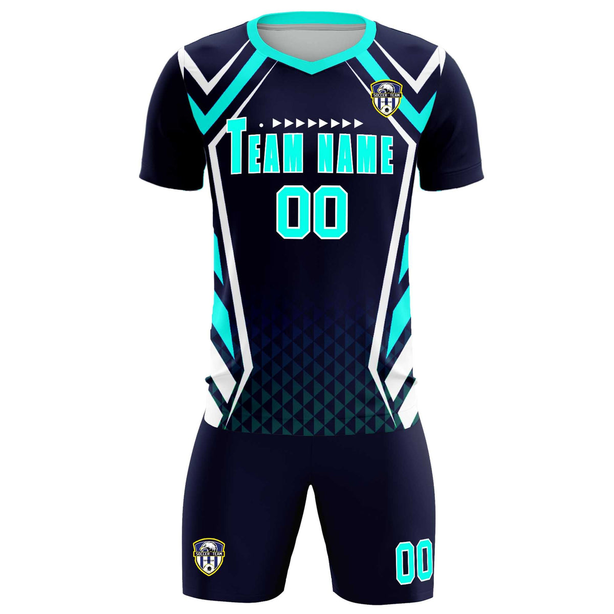 Custom Navy Abstract Breathable Football Kit Jersey