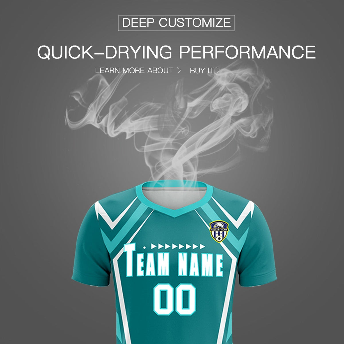 Custom Sky Blue Abstract Breathable Football Kit Jersey