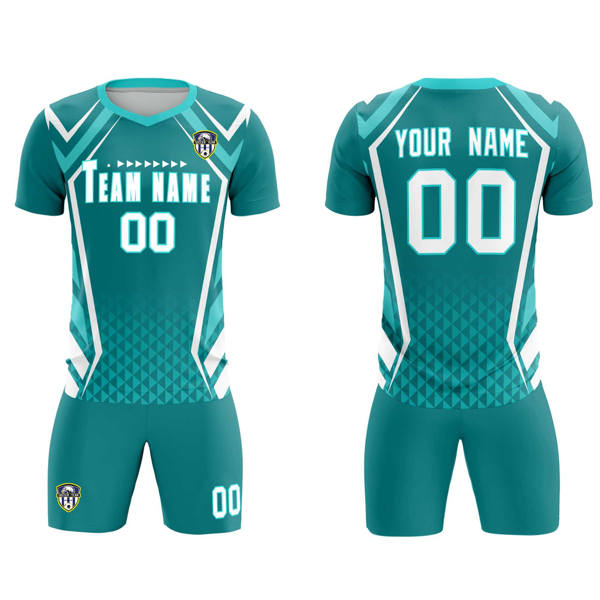 Custom Sky Blue Abstract Breathable Football Kit Jersey