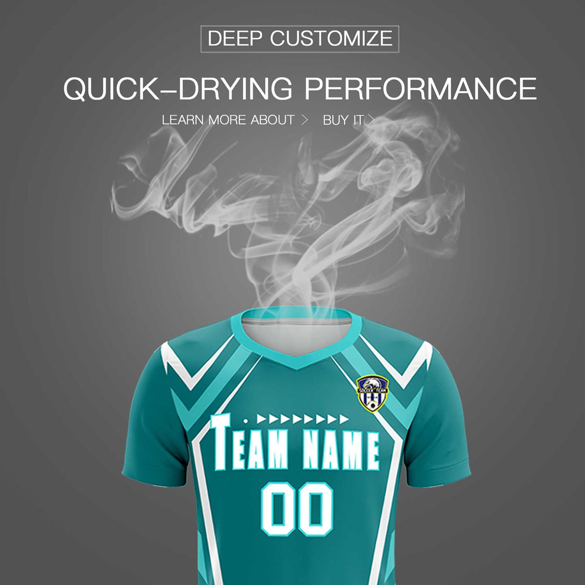 Custom Sky Blue Abstract Breathable Football Kit Jersey