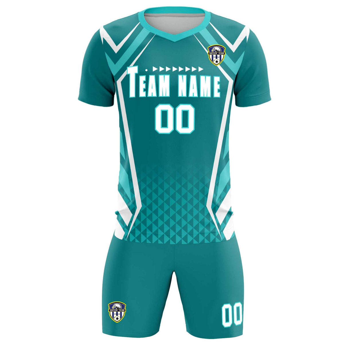 Custom Sky Blue Abstract Breathable Football Kit Jersey