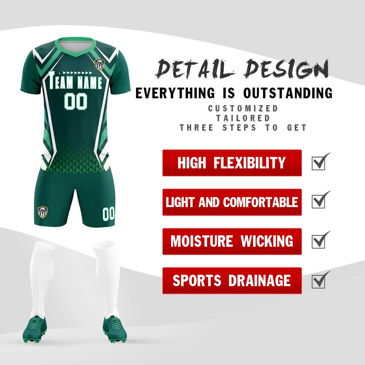 Custom Aqua Abstract Breathable Football Kit Jersey