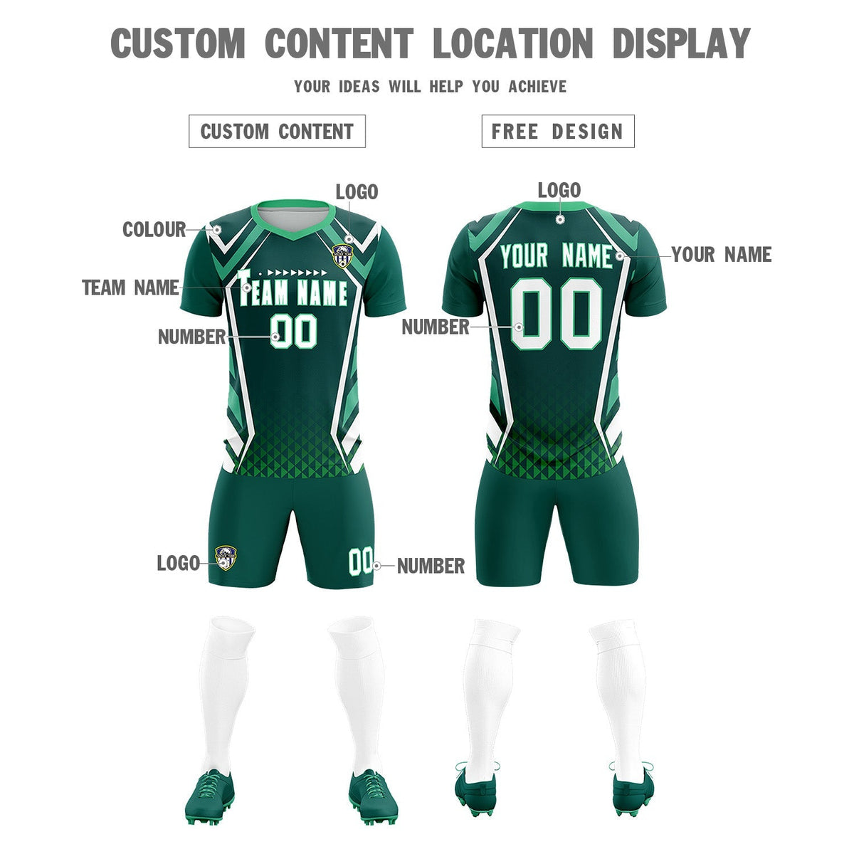 Custom Aqua Abstract Breathable Football Kit Jersey