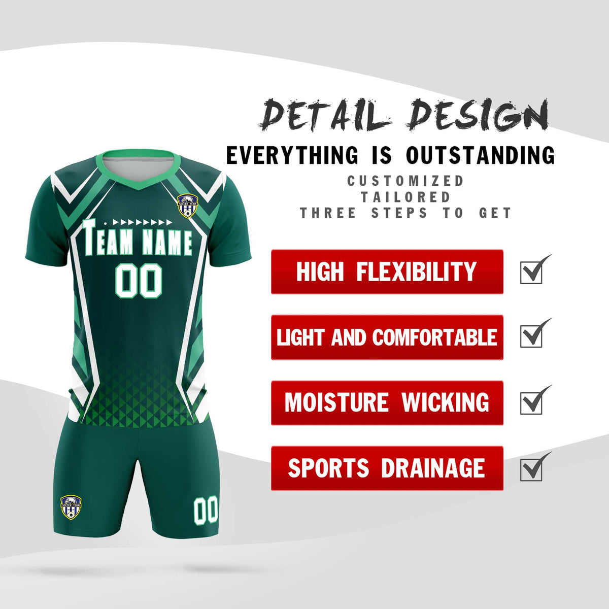 Custom Aqua Abstract Breathable Football Kit Jersey