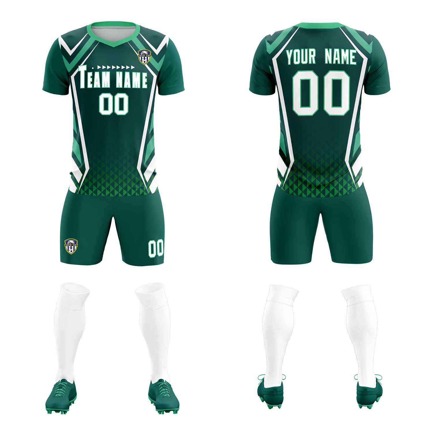 Custom Aqua Abstract Breathable Football Kit Jersey