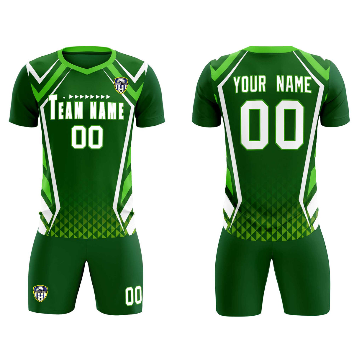 Custom Green Abstract Breathable Football Kit Jersey