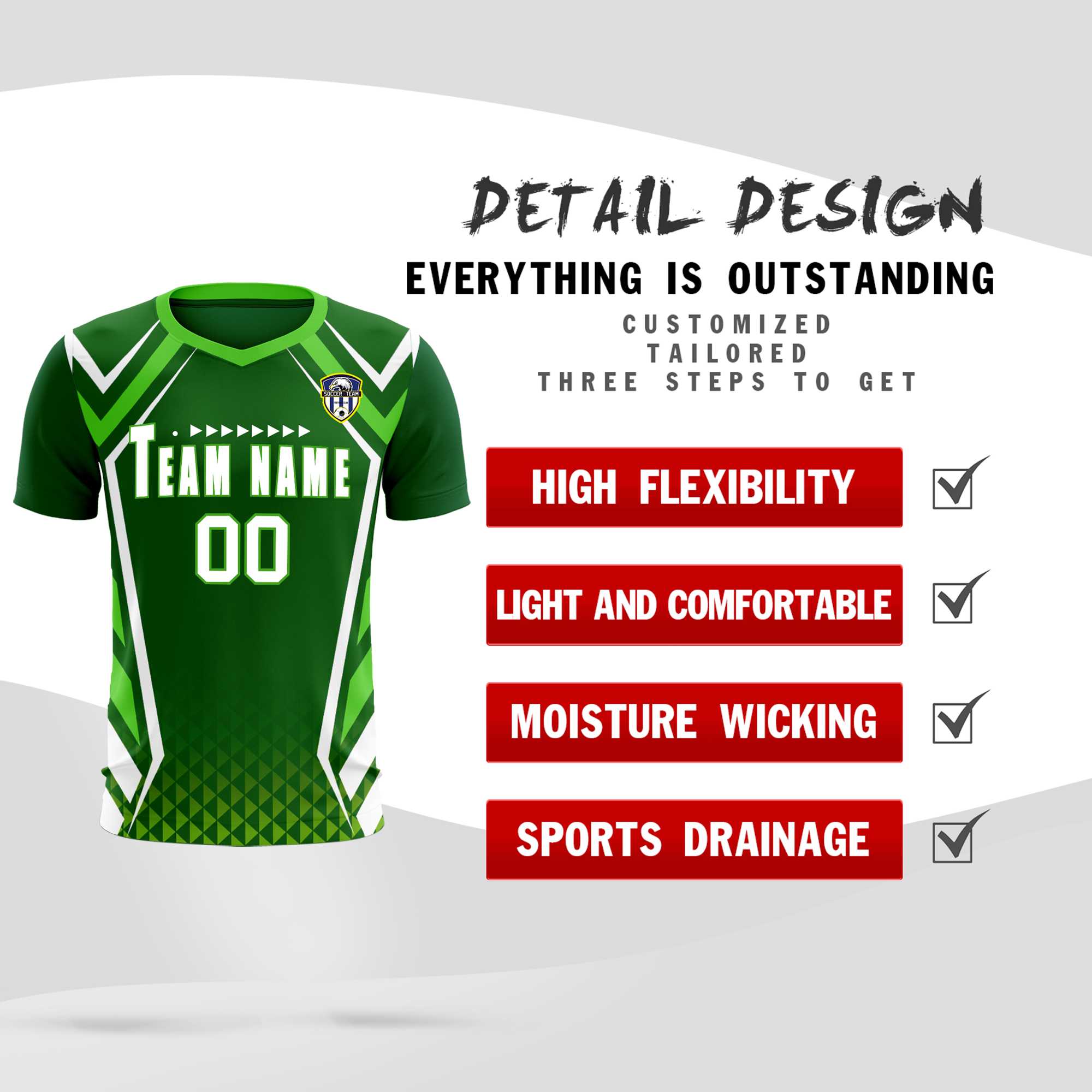 Custom Green Abstract Breathable Football Kit Jersey