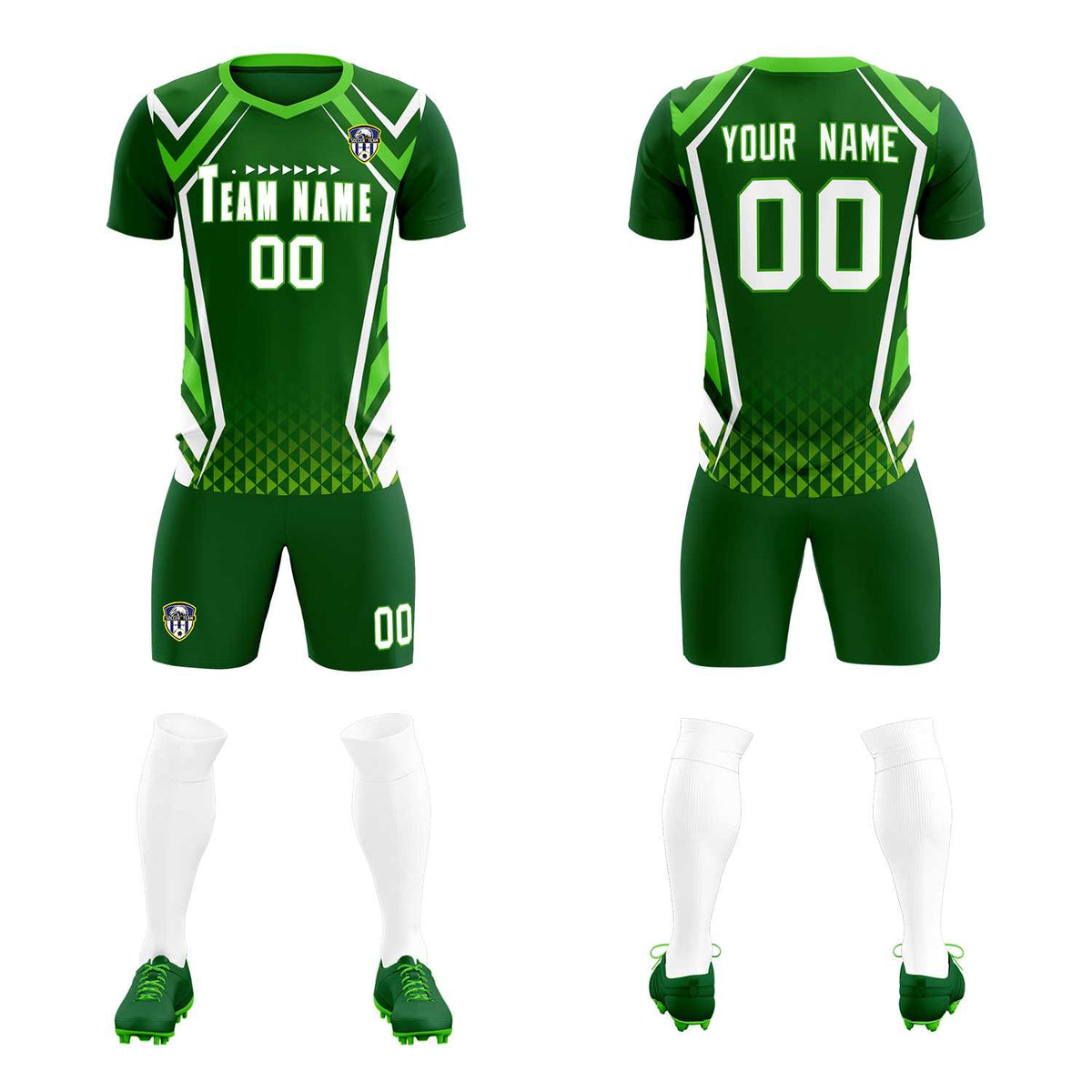 Custom Green Abstract Breathable Football Kit Jersey