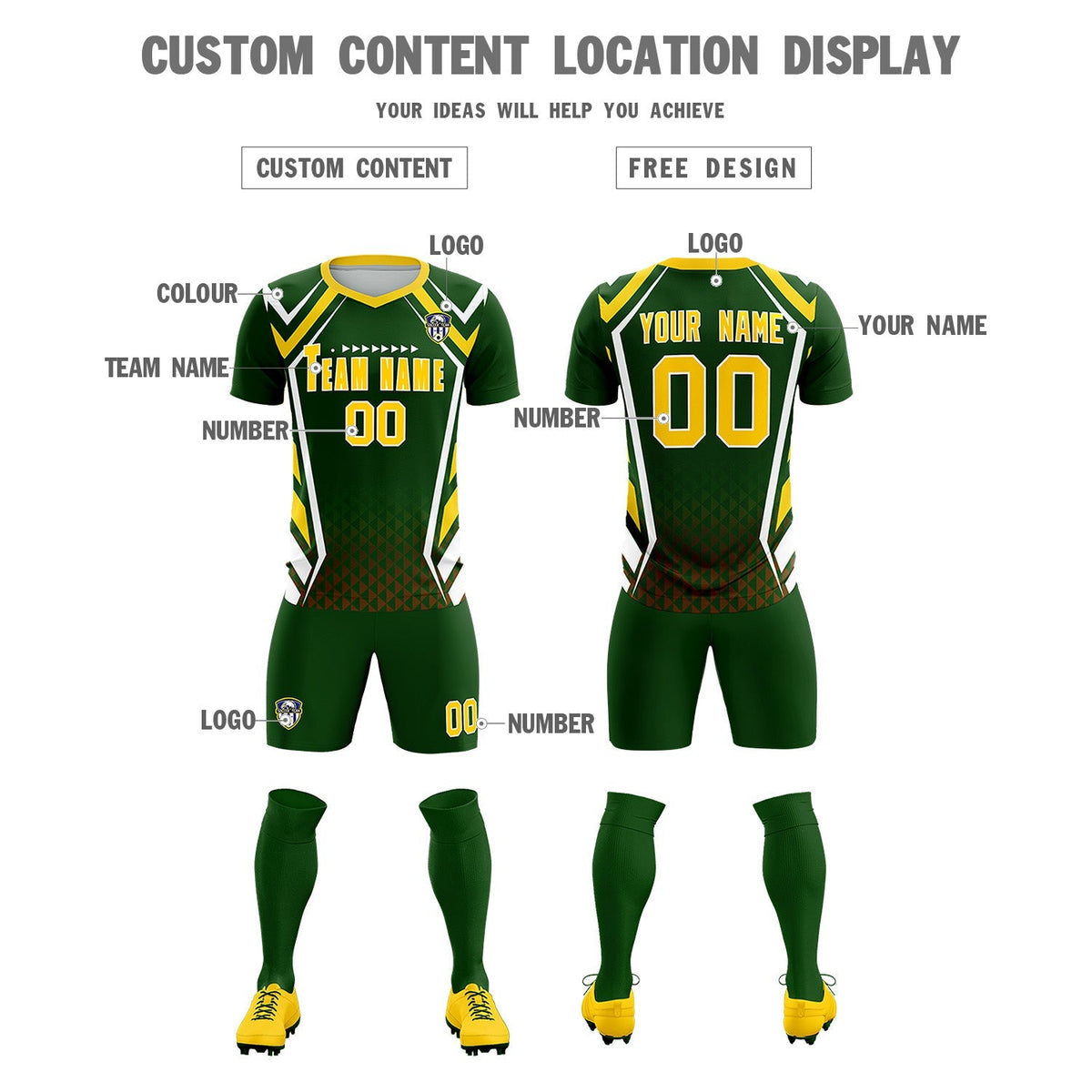 Custom Midnight Green Abstract Breathable Football Kit Jersey