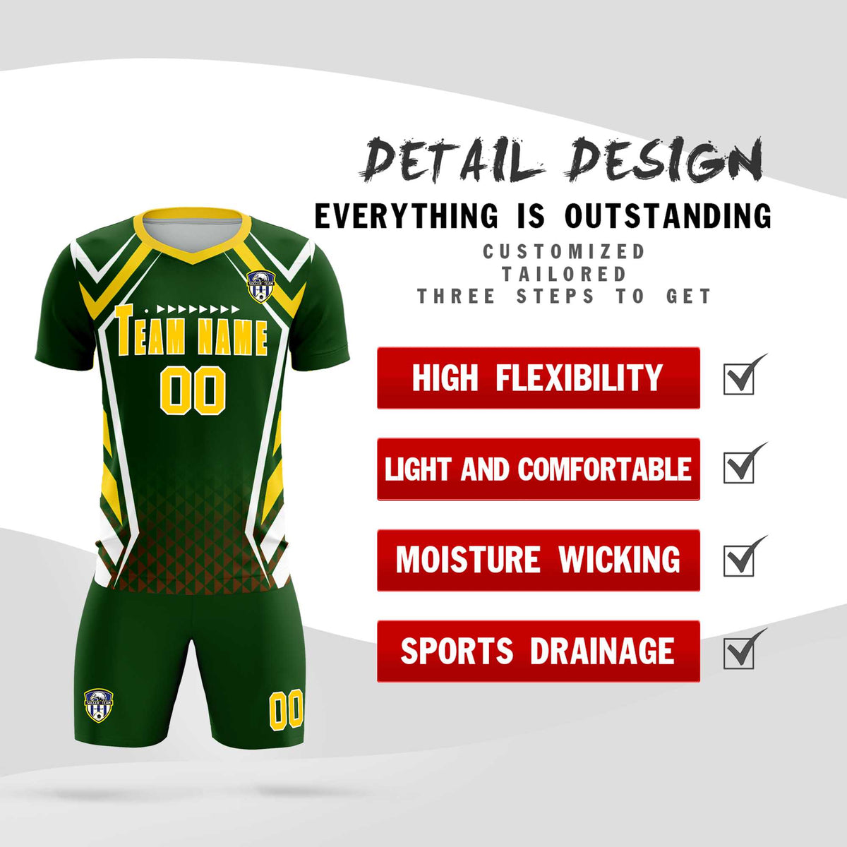 Custom Midnight Green Abstract Breathable Football Kit Jersey