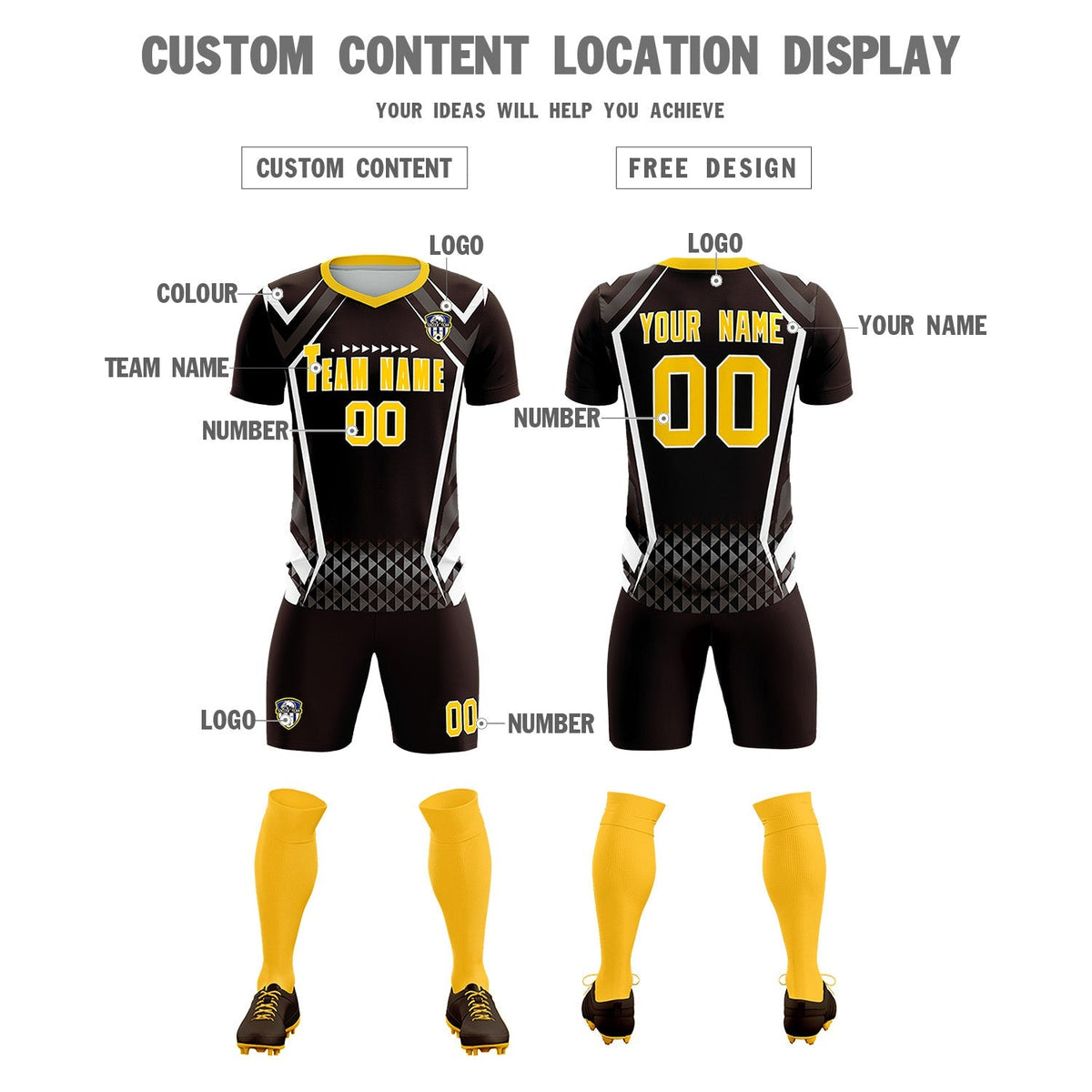 Custom Brown Abstract Breathable Football Kit Jersey